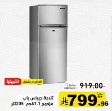 ثلاجه جيباس باب مزدوج 205 لتر