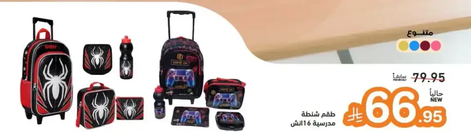 Spider themed school bag set.