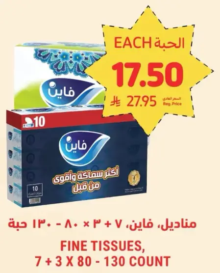 Fine Tissues, 130 count.