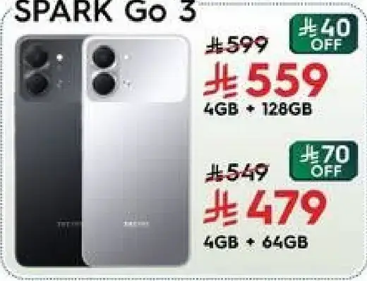 SPARK Go 3 with 4GB RAM and 128GB storage.