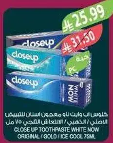 CLOSE UP TOOTHPASTE WHITE NOW ORIGINAL / GOLD / ICE COOL 75ML