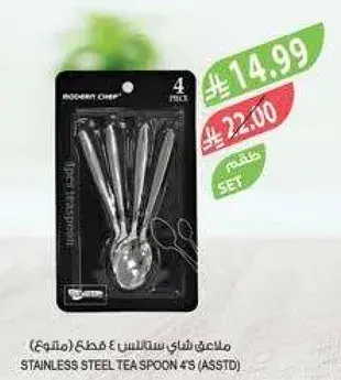 Stainless steel tea spoon 4's (assorted)