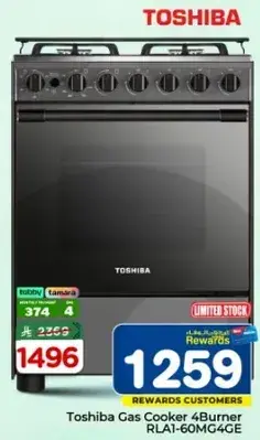 Toshiba Gas Cooker 4 Burner