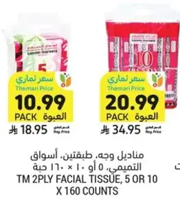 TM 2PLY Facial Tissue, 5 or 10 pack, 160 counts