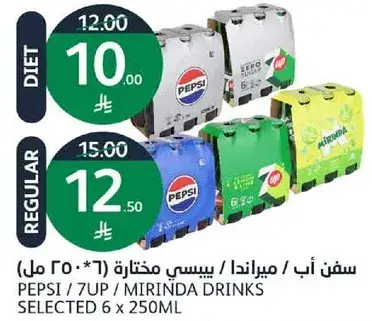 Pepsi / 7UP / Mirinda Drinks Selected 6 x 250ML