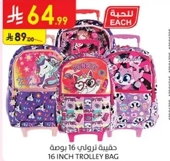 16 inch trolley bag with fun designs.
