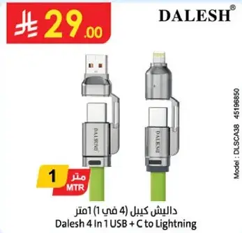 Dalesh 4 In 1 USB & C to Lightning Cable, 1 MTR