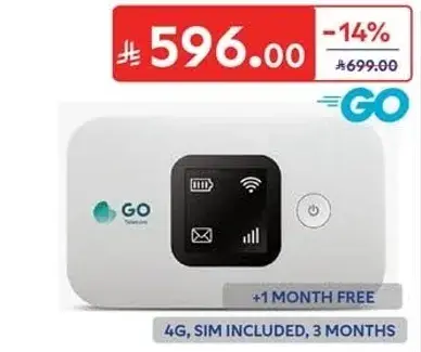 GO 4G Router, 4G, SIM included, 3 months